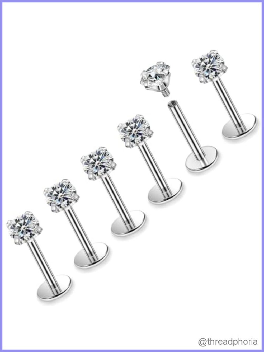 16G Titanium Surgical Steel Flat Back Stud Earrings Internal Thread Cartilage